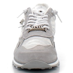 CETTI-sneakers streetwear argent sur semelles sport avec fermetures à lacets élastiques pour femme-C848 SRA