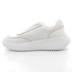 LA  STRADA-sneakers basses blanches à lacets sur semelles sport jogging pour femme-220 0856 6004 A