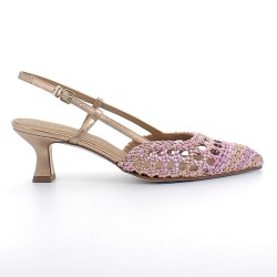 PEDRO MIRALLES-chaussures sling rose et or à bouts pointues et petits talons avec fermetures à boucles pour femme-14781