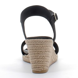 TAMARIS-sandales noires sur semelles compensées tressées avec fermetures à boucles pour femme-28300