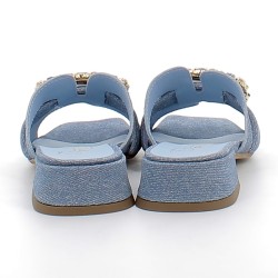 GIANLUCA PISATI-mules habillées bleu jeans sur petits talons décrochés pour femme-IDRA