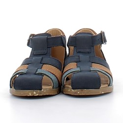 BOPY-sandales ajourées premier-pas sur semelles plates et confortables avec fermetures à boucles pour bébé garçon