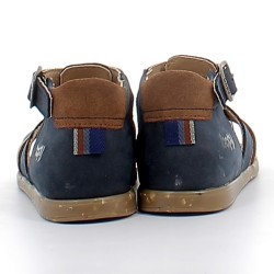 BOPY-sandales ajourées premier-pas sur semelles plates et confortables avec fermetures à boucles pour bébé garçon