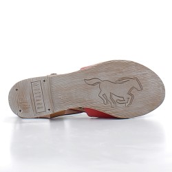 MUSTANG-sandales rouges à talons bas décrochés et semelles fines avec fermetures à velcros pour femme-1388808