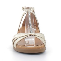 UNISA-sandales or sur talons compensés confortables avec fermetures à boucles pour femme-CASANO